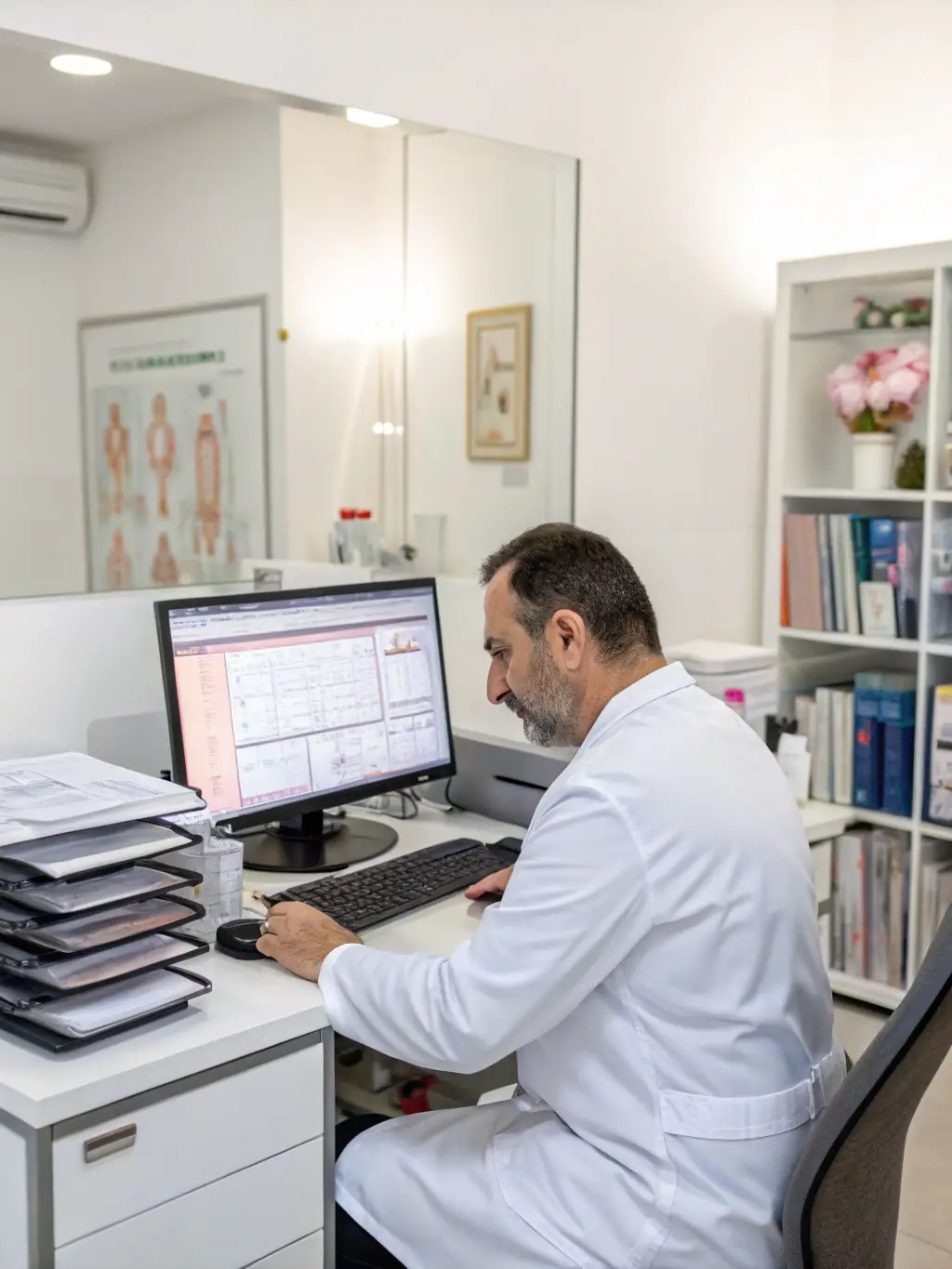 A doctor consulting with a patient about anti-aging therapies, underscoring the clinic's commitment to long-term wellness.